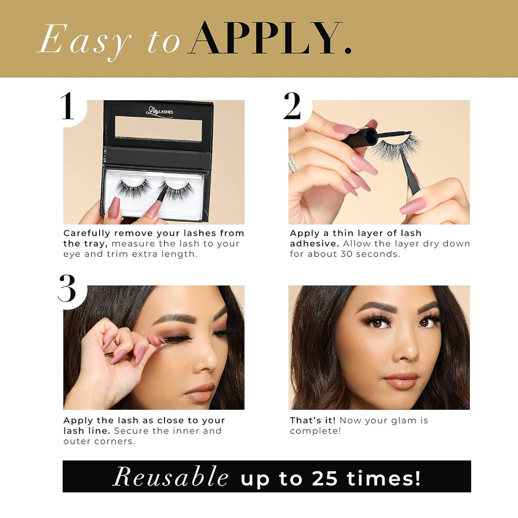 Luxe in Lite Mink Lashes, Natural Looking & Wispy Mink Lashes, False Eyelashes, Fake Lashes 13Mm Length, Reusable up to 15 Wears